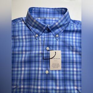 Peter Millar Men Crown Lite Performance  Shirt Stretch Check Size M